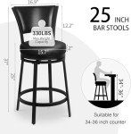Set of 2 Swivel Bar Stools with Backs