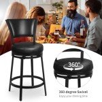 Set of 2 Swivel Bar Stools with Backs