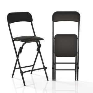 Tall Folding Bar Stool with Back - 2 Pack