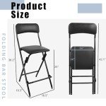 Tall Folding Bar Stool with Back - 2 Pack