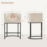 Modern Black Barrel Counter Stools Set of 2