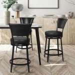 Set of 2 Swivel Bar Stools with Backs