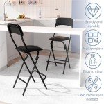 Tall Folding Bar Stool with Back - 2 Pack