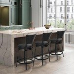 Set of 2 Swivel Bar Stools with Backs