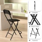 Tall Folding Bar Stool with Back - 2 Pack