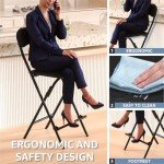 Tall Folding Bar Stool with Back - 2 Pack