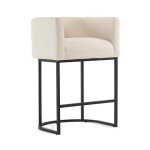 Modern Black Barrel Counter Stools Set of 2