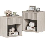Set of 2 Modern Wood Nightstands with Drawer