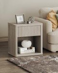 Set of 2 Modern Wood Nightstands with Drawer