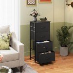 Stylish 4-Drawer Fabric Dresser in Charcoal Black