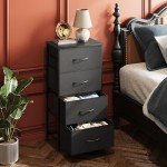 Stylish 4-Drawer Fabric Dresser in Charcoal Black
