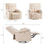 Oversized Swivel Rocker Recliner Chair with Cupholder