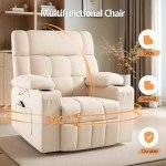 Oversized Swivel Rocker Recliner Chair with Cupholder