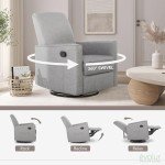 Light Grey 360° Swivel Glider Rocking Chair
