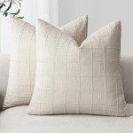 Linen Check Throw Pillow Covers - Set of 2