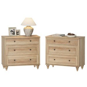 WAMPAT Farmhouse Nightstand Set with 3 Drawers