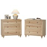 WAMPAT Farmhouse Nightstand Set with 3 Drawers