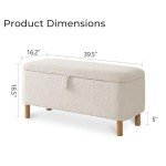 Off-White Boucle Storage Ottoman Bench for Home