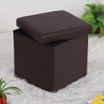 Brown Storage Ottoman with Footstool - 15 Inches
