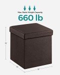 Brown Storage Ottoman with Footstool - 15 Inches