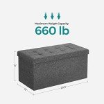Slate Gray Foldable Storage Ottoman Bench