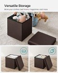Brown Storage Ottoman with Footstool - 15 Inches