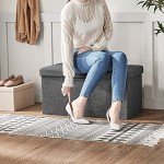 Slate Gray Foldable Storage Ottoman Bench