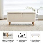 Off-White Boucle Storage Ottoman Bench for Home