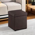Brown Storage Ottoman with Footstool - 15 Inches
