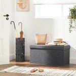 Slate Gray Foldable Storage Ottoman Bench