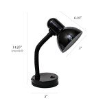 Black Metal Desk Lamp with Flexible Neck