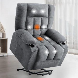 Grey Electric Recliner Chair with Massage & Heat