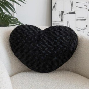 Mini Black Heart Shaped Throw Pillow for Decor