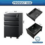 Devise 3-Drawer Locking Mobile File Cabinet