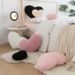 Mini Black Heart Shaped Throw Pillow for Decor