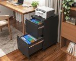 AODK 2-Drawer Mobile File Cabinet in Black