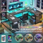 YITAHOME Reversible U Shaped Desk with Power Outlets