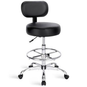 Adjustable Drafting Chair with Foot Rest - Black