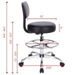 Adjustable Drafting Chair with Foot Rest - Black