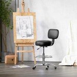 Adjustable Drafting Chair with Foot Rest - Black