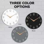 Gray Wooden Silent Wall Clock – 8 Inch