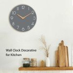 Gray Wooden Silent Wall Clock – 8 Inch