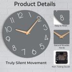 Gray Wooden Silent Wall Clock – 8 Inch