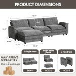 L-Shaped Modular Sectional Sofa with Ottoman - Grey