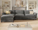 L-Shaped Modular Sectional Sofa with Ottoman - Grey