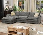 L-Shaped Modular Sectional Sofa with Ottoman - Grey