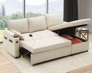 DURASPACE 2-in-1 Sleeper Sofa with Storage, Beige