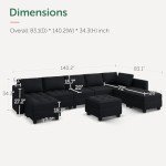 Velvet U-Shaped Modular Sectional Sofa with Storage