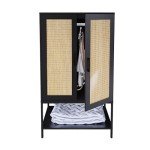 Stylish Rattan Wardrobe Closet with Shelves