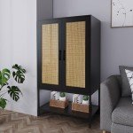 Stylish Rattan Wardrobe Closet with Shelves